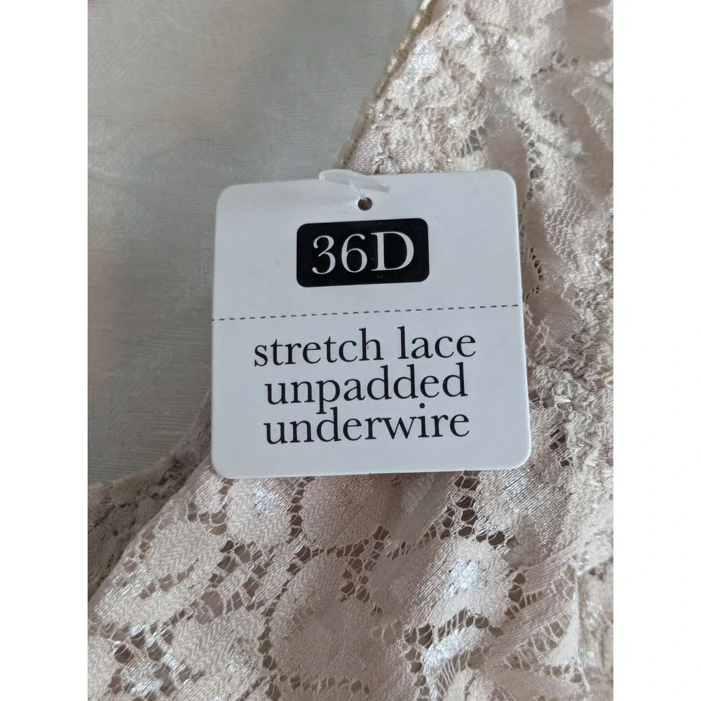 Rene Rofe Unpadded Underwire Stretch Lace Beige Bra 36D NWT - Picture 6 of 7